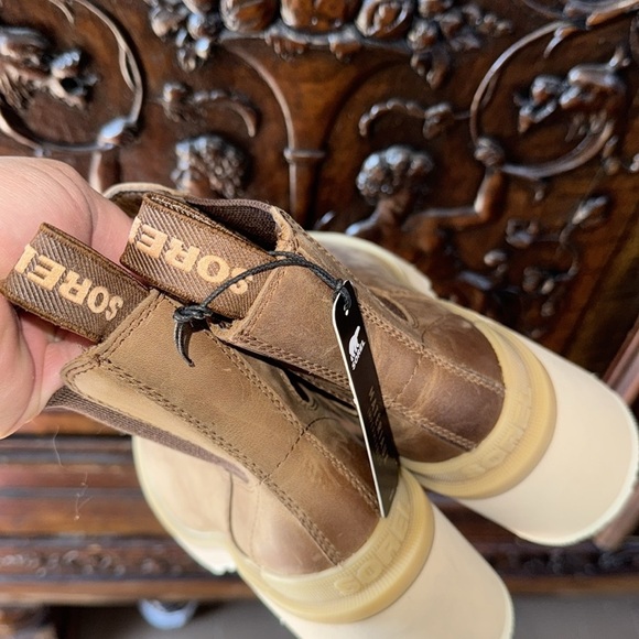 Sorel Chelsea boots Tan Ankle pull on hi line heeled NEW 7.5 leather moto boho - Picture 11 of 13